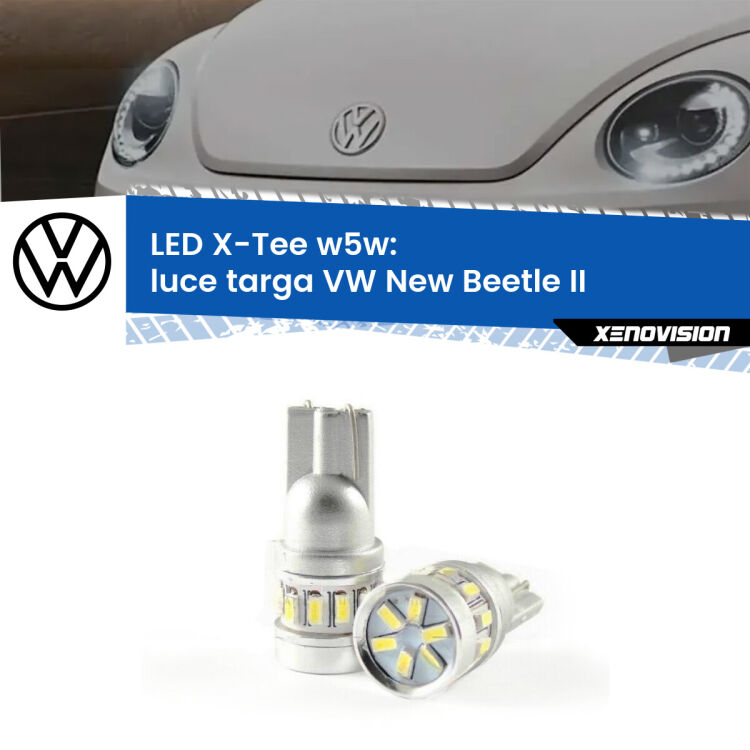 0 Luce Targa LED per VW New Beetle II Versione 1: W5W X-Tee <strong>LED luce targa per VW New Beetle</strong> II Versione 1. Lampade <strong>W5W</strong> modello X-Tee Xenovision top di gamma.