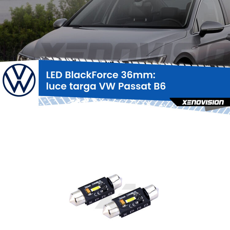 <strong>LED luce targa 36mm per VW Passat</strong> B6 2005 - 2010. Coppia lampadine <strong>C5W</strong>modello BlackForce Xenovision.