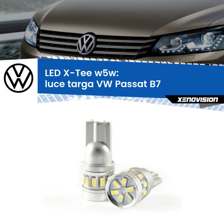 0 Luce Targa LED per VW Passat B7 2010 - 2014: W5W X-Tee <strong>LED luce targa per VW Passat</strong> B7 2010 - 2014. Lampade <strong>W5W</strong> modello X-Tee Xenovision top di gamma.