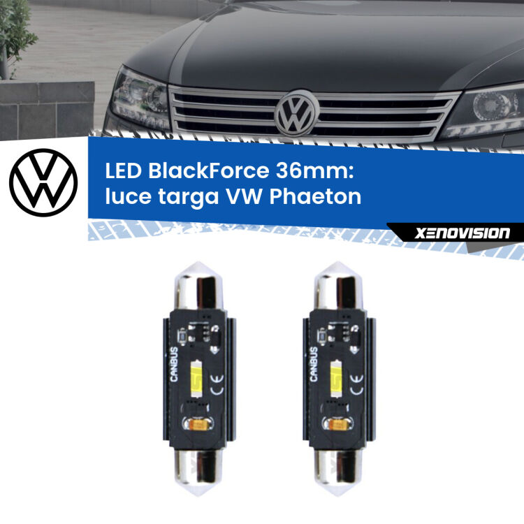 0 Luce Targa LED per VW Phaeton  2002 - 2016: C5W BlackForce 36mm (Coppia) <strong>Luce Targa LED per VW Phaeton</strong>  2002 - 2016. Coppia lampade <strong>C5W</strong> 36mm modello BlackForce canbus.