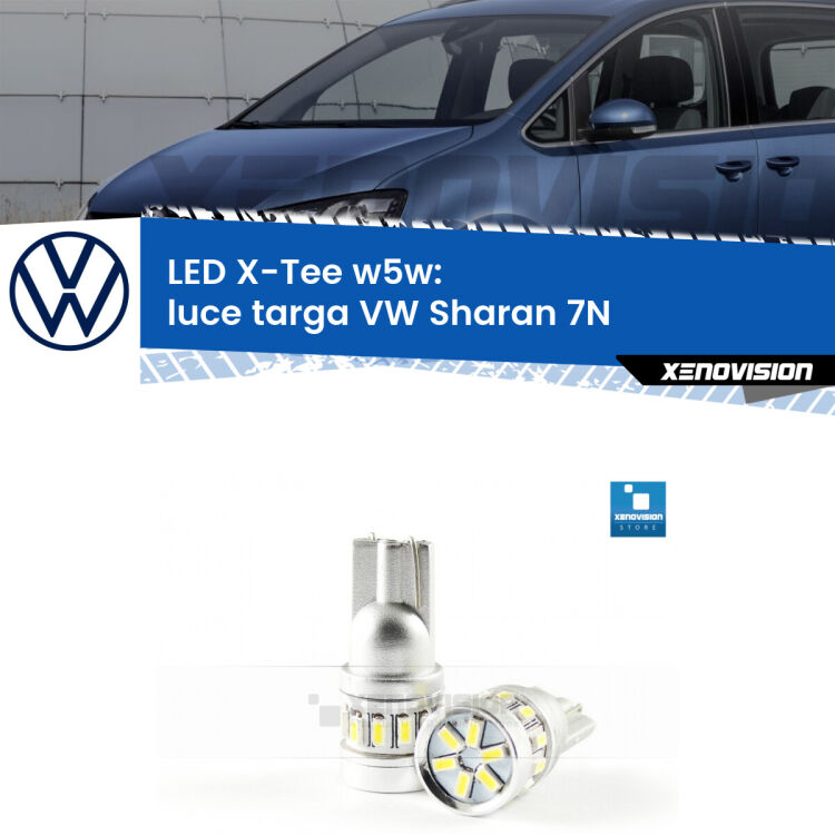 <strong>LED luce targa per VW Sharan</strong> 7N Versione 1. Lampade <strong>W5W</strong> modello X-Tee Xenovision top di gamma.