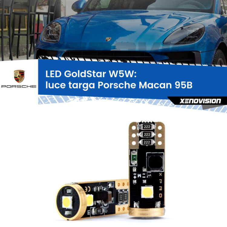 0 Luce Targa LED Porsche Macan 95B 2014 - 2018: T10 GoldStar <strong>Luce Targa LED Porsche Macan</strong> 95B 2014 - 2018: ottima luminosità a 360 gradi. Si inseriscono ovunque. Canbus, Top Quality.