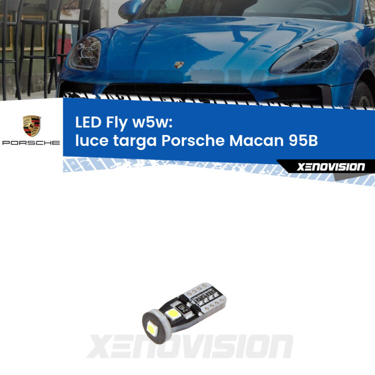 <strong>luce targa LED per Porsche Macan</strong> 95B 2014 - 2018. Coppia lampadine <strong>w5w</strong> Canbus compatte modello Fly Xenovision.