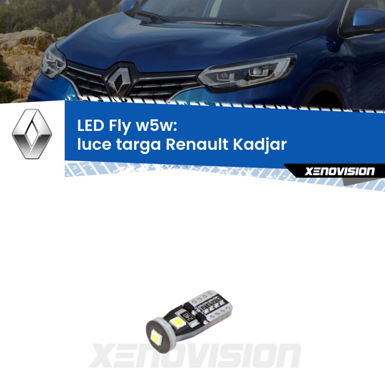 <strong>luce targa LED per Renault Kadjar</strong>  2015 - 2022. Coppia lampadine <strong>w5w</strong> Canbus compatte modello Fly Xenovision.