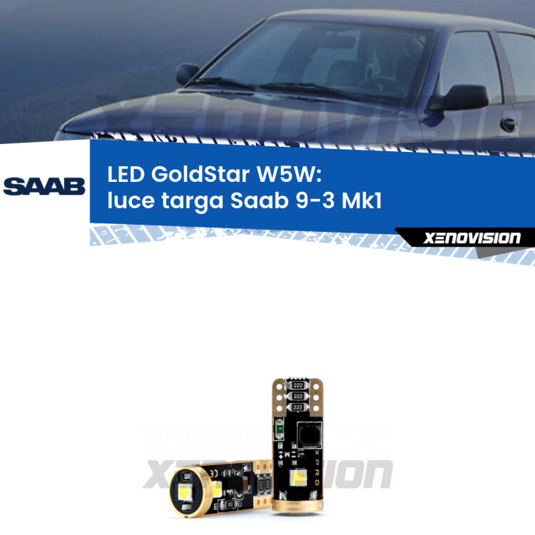 <strong>Luce Targa LED Saab 9-3</strong> Mk1 1998 - 2002: ottima luminosità a 360 gradi. Si inseriscono ovunque. Canbus, Top Quality.