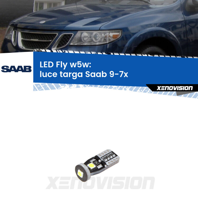<strong>luce targa LED per Saab 9-7x</strong>  2004 - 2008. Coppia lampadine <strong>w5w</strong> Canbus compatte modello Fly Xenovision.