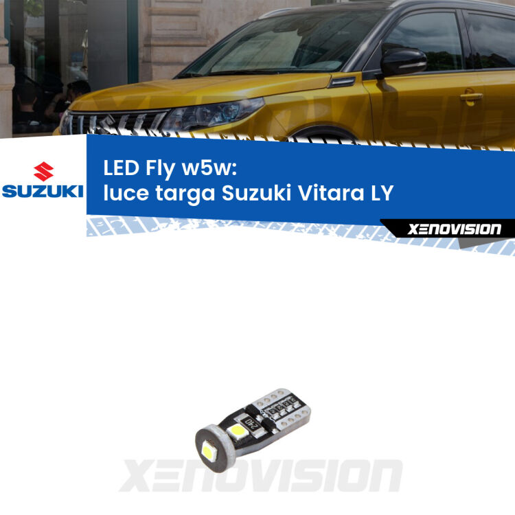 <strong>luce targa LED per Suzuki Vitara</strong> LY 2015 in poi. Coppia lampadine <strong>w5w</strong> Canbus compatte modello Fly Xenovision.