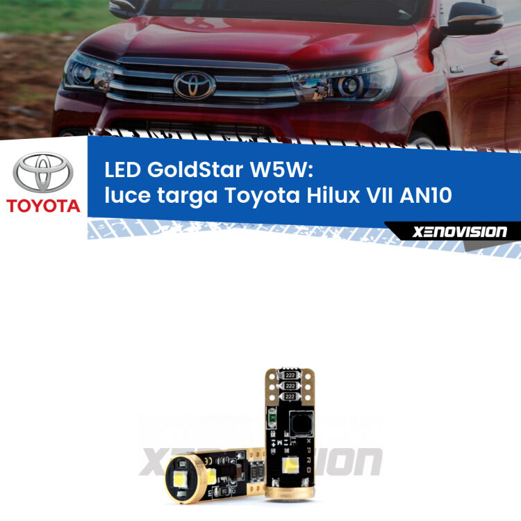 <strong>Luce Targa LED Toyota Hilux VII</strong> AN10 2004 - 2015: ottima luminosità a 360 gradi. Si inseriscono ovunque. Canbus, Top Quality.