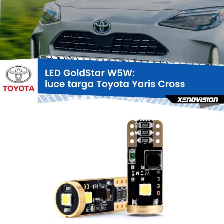 0 Luce Targa LED Toyota Yaris Cross  2020 in poi: T10 GoldStar <strong>Luce Targa LED Toyota Yaris Cross</strong>  2020 in poi: ottima luminosità a 360 gradi. Si inseriscono ovunque. Canbus, Top Quality.