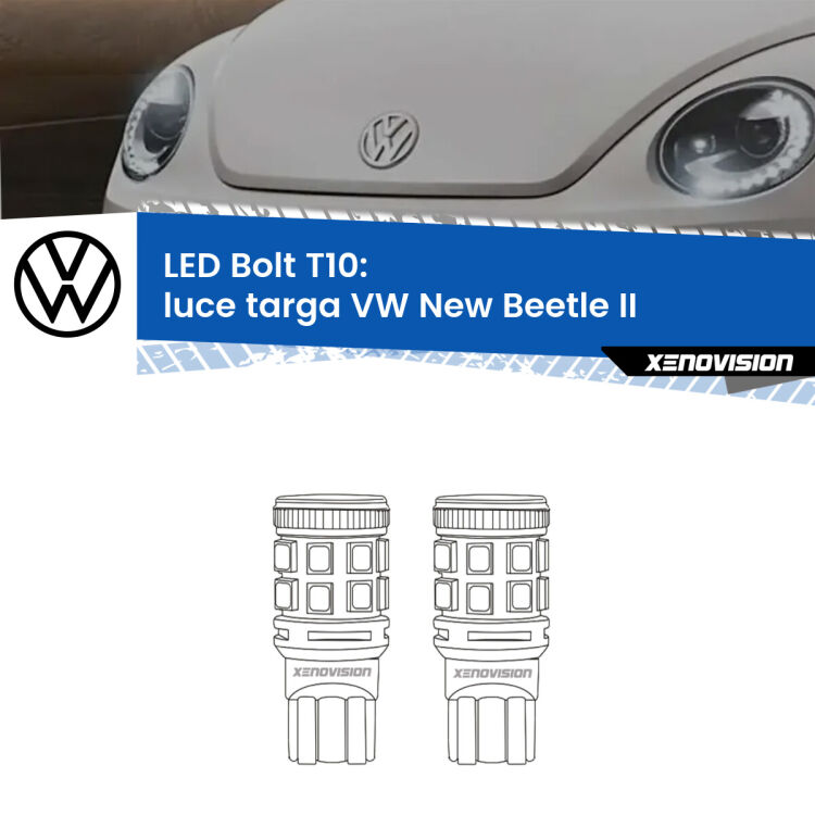 0 Luce Targa LED VW New Beetle II Versione 1: T10 Bolt <strong>Luce Targa LED per VW New Beetle</strong> II Versione 1. Coppia lampade <strong>T10</strong> modello Bolt canbus.
