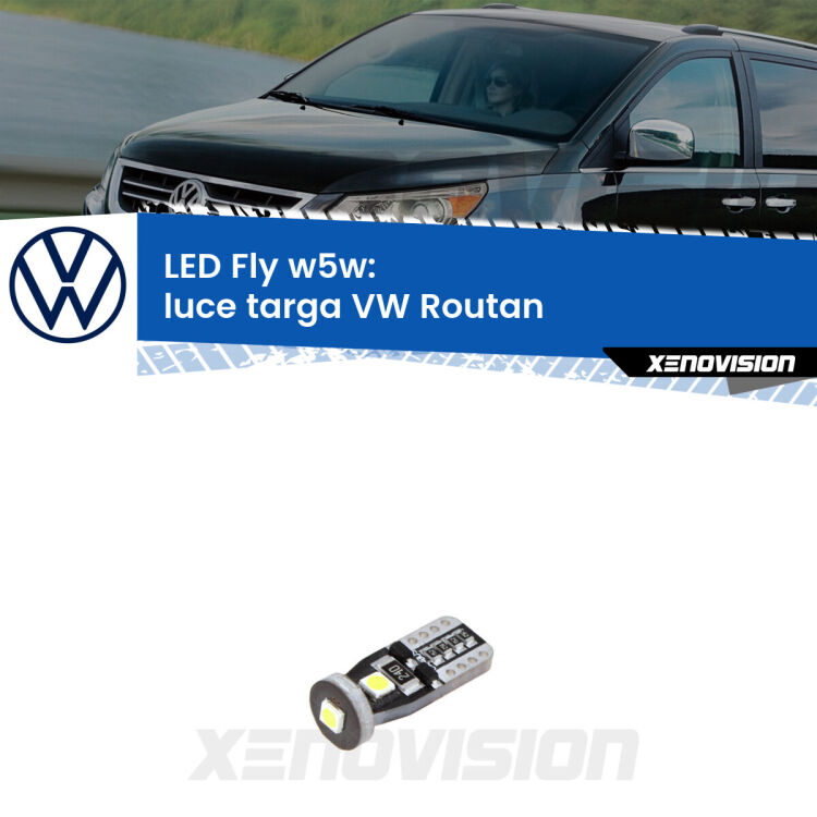 <strong>luce targa LED per VW Routan</strong>  2008 - 2013. Coppia lampadine <strong>w5w</strong> Canbus compatte modello Fly Xenovision.