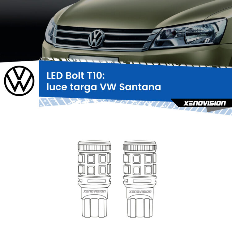 0 Luce Targa LED VW Santana 1995 - 2012: T10 Bolt <strong>Luce Targa LED per VW Santana</strong> 1995 - 2012. Coppia lampade <strong>T10</strong> modello Bolt canbus.