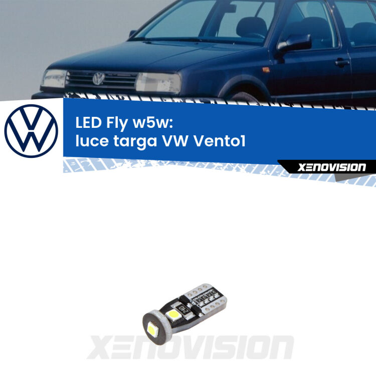 <strong>luce targa LED per VW Vento1</strong>  1991 - 1998. Coppia lampadine <strong>w5w</strong> Canbus compatte modello Fly Xenovision.