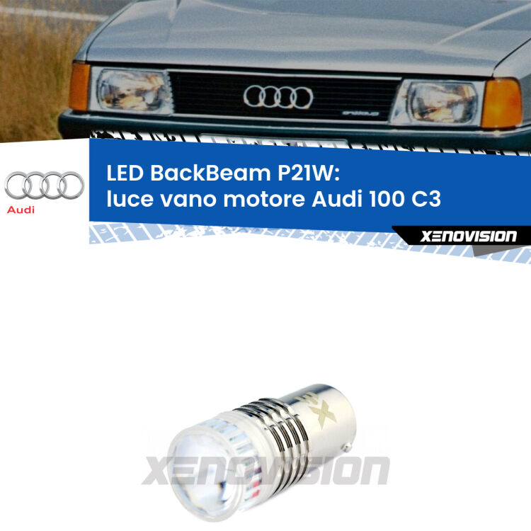 <strong>Luce Vano Motore LED per Audi 100</strong> C3 1982 - 1990. Lampada <strong>P21W</strong> canbus. Illumina a giorno con questo straordinario cannone LED a luminosità estrema.
