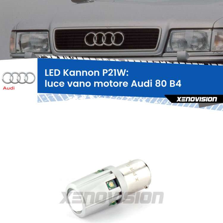 <strong>LED per Luce Vano Motore Audi 80 B4 1991 - 1996.</strong>Lampadina P21W con una poderosa illuminazione frontale rafforzata da 5 potenti chip laterali.