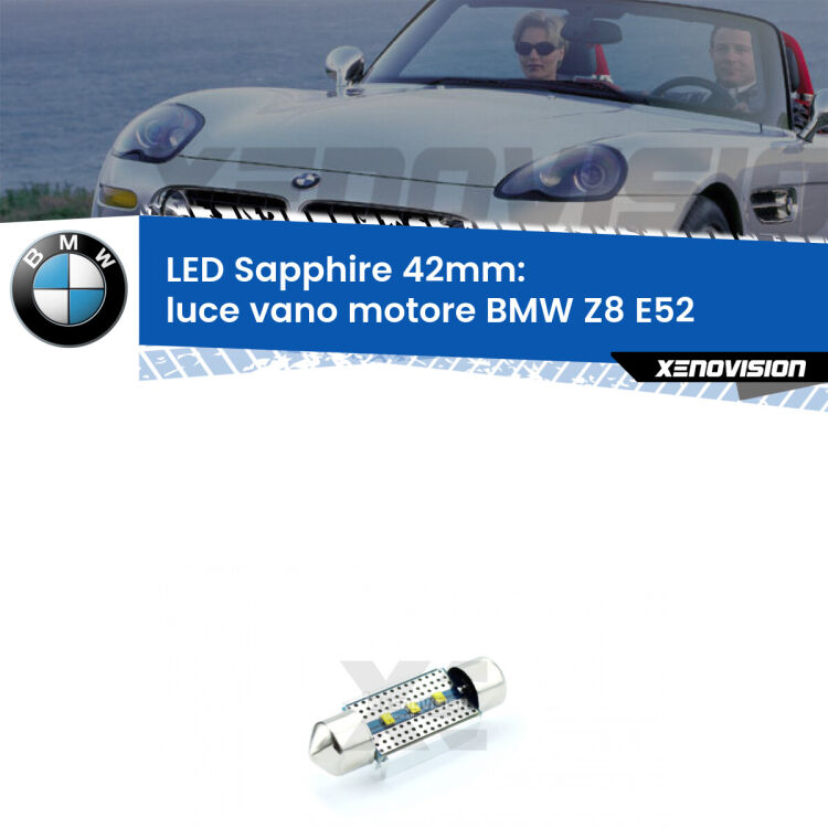 <strong>LED luce vano motore 42mm per BMW Z8</strong> E52 2000 - 2003. Lampade <strong>c5W</strong> modello Sapphire Xenovision con chip led Philips.