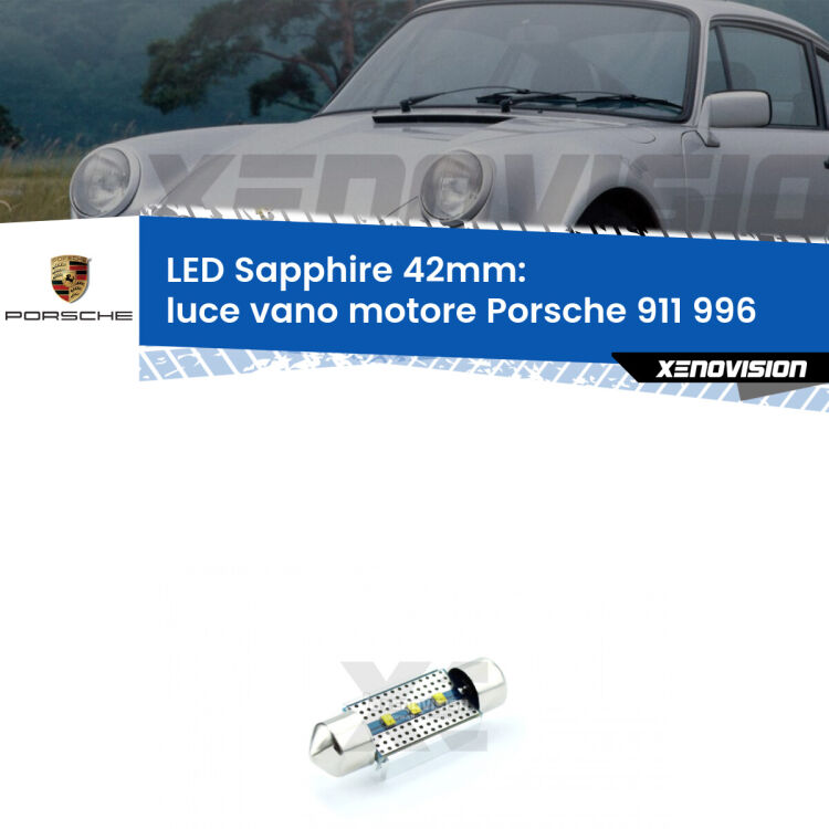 <strong>LED luce vano motore 42mm per Porsche 911</strong> 996 1997 - 2005. Lampade <strong>c5W</strong> modello Sapphire Xenovision con chip led Philips.