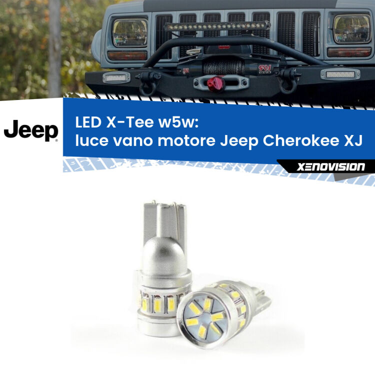 Luce Vano Motore LED per Jeep Cherokee XJ 1984 - 2001: W5W X-Tee <strong>LED luce vano motore per Jeep Cherokee</strong> XJ 1984 - 2001. Lampade <strong>W5W</strong> modello X-Tee Xenovision top di gamma.