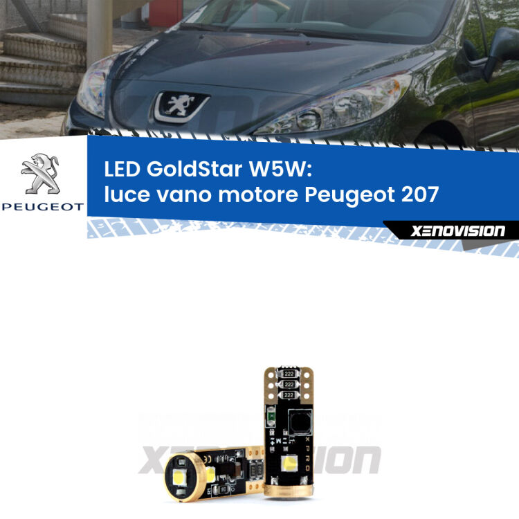 <strong>Luce Vano Motore LED Peugeot 207</strong>  2006 - 2015: ottima luminosità a 360 gradi. Si inseriscono ovunque. Canbus, Top Quality.