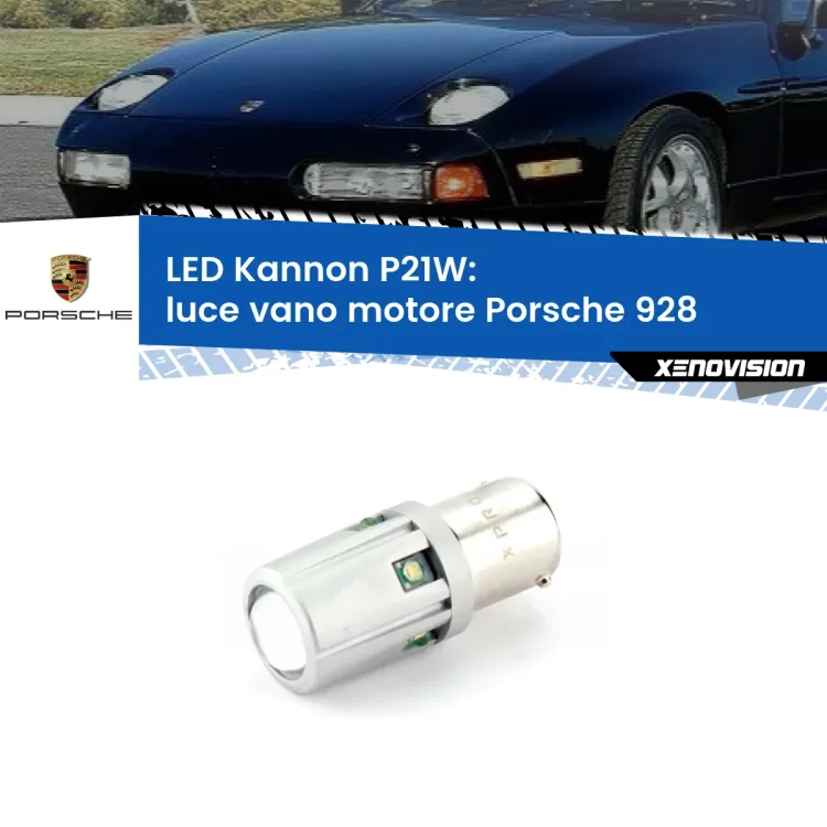 Luce Vano Motore LED Porsche 928  1977 - 1995: P21W Kannon <strong>LED per Luce Vano Motore Porsche 928  1977 - 1995.</strong>Lampadina P21W con una poderosa illuminazione frontale rafforzata da 5 potenti chip laterali.
