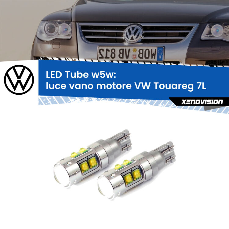Luce Vano Motore LED W5W VW Touareg 7L 2002 - 2010 W5W Tube <strong>Luce Vano Motore LED 6000k per VW Touareg</strong> 7L 2002 - 2010. Lampadine <strong>W5W</strong> canbus modello Tube, luce bianco lunare, lunga durata e compatibilità.