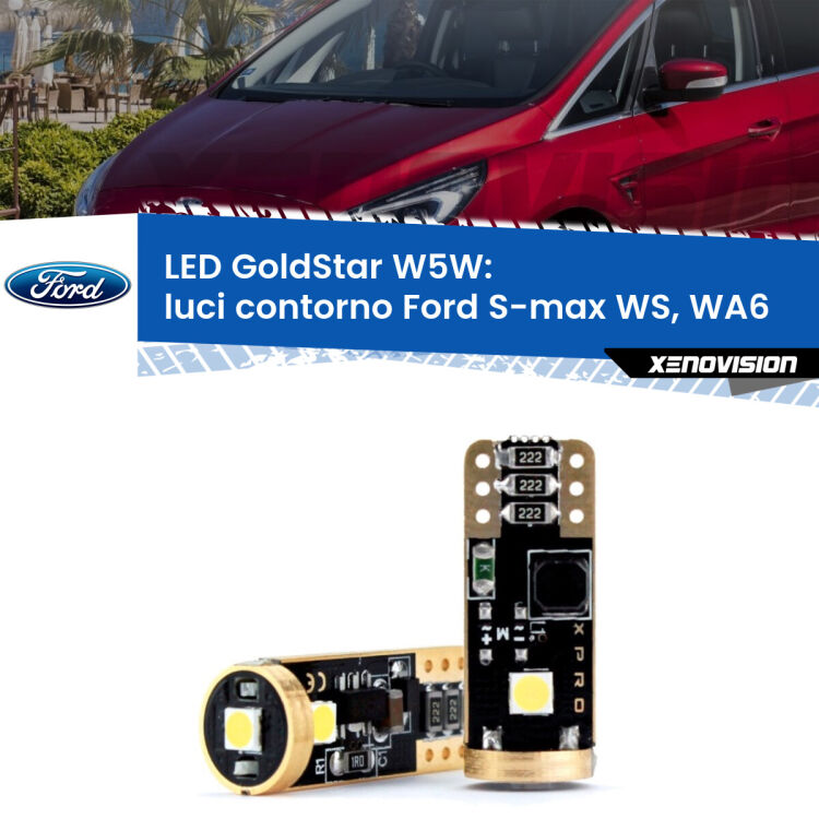 0 Luci Contorno LED Ford S-max WS, WA6 2006 - 2014: T10 GoldStar <strong>Luci Contorno LED Ford S-max</strong> WS, WA6 2006 - 2014: ottima luminosità a 360 gradi. Si inseriscono ovunque. Canbus, Top Quality.