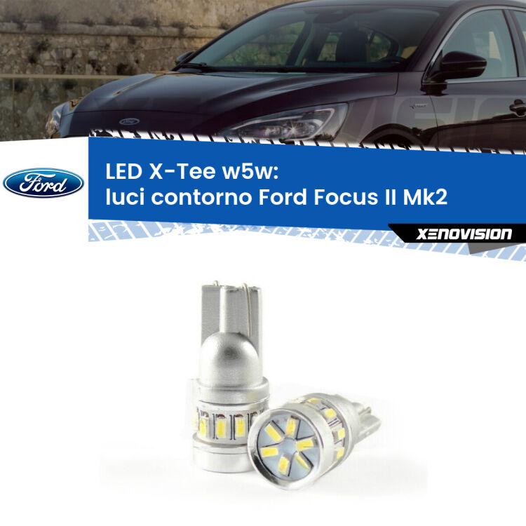 0 Luci Contorno LED per Ford Focus Mk2 2004 - 2011: W5W X-Tee <strong>LED luci contorno per Ford Focus</strong> Mk2 2004 - 2011. Lampade <strong>W5W</strong> modello X-Tee Xenovision top di gamma.