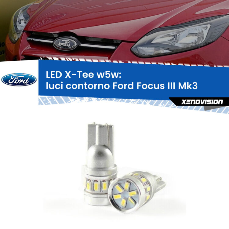 0 Luci Contorno LED per Ford Focus Mk3 2011 - 2014: W5W X-Tee <strong>LED luci contorno per Ford Focus</strong> Mk3 2011 - 2014. Lampade <strong>W5W</strong> modello X-Tee Xenovision top di gamma.