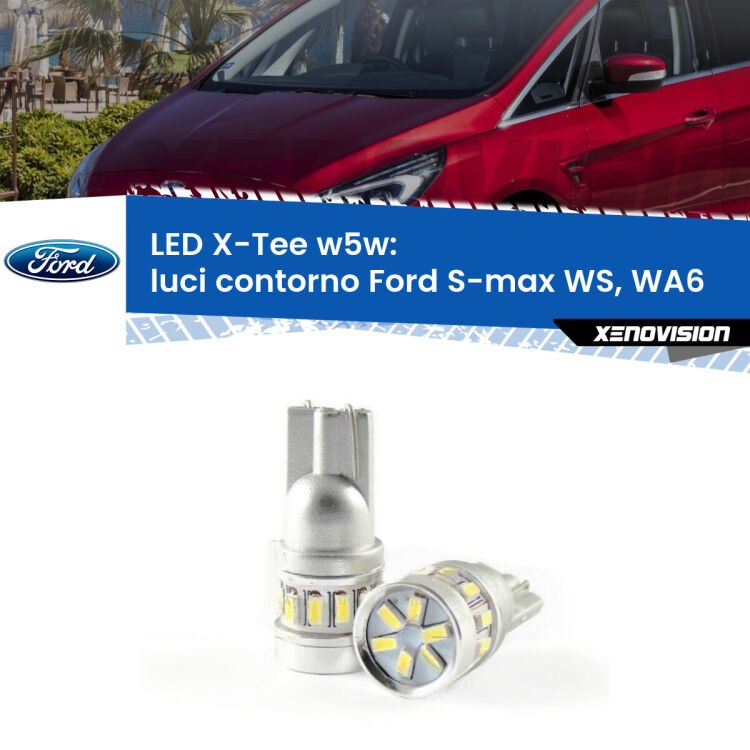 0 Luci Contorno LED per Ford S-max WS, WA6 2006 - 2014: W5W X-Tee <strong>LED luci contorno per Ford S-max</strong> WS, WA6 2006 - 2014. Lampade <strong>W5W</strong> modello X-Tee Xenovision top di gamma.