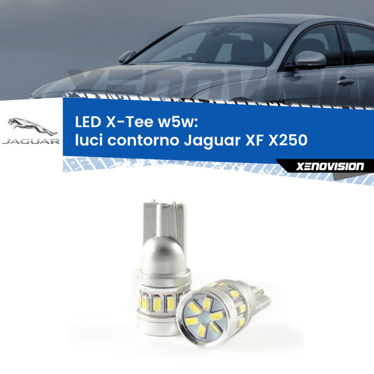 0 Luci Contorno LED per Jaguar XF X250 2007 - 2015: W5W X-Tee <strong>LED luci contorno per Jaguar XF</strong> X250 2007 - 2015. Lampade <strong>W5W</strong> modello X-Tee Xenovision top di gamma.