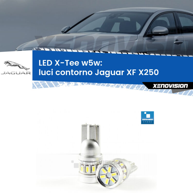 <strong>LED luci contorno per Jaguar XF</strong> X250 2007 - 2015. Lampade <strong>W5W</strong> modello X-Tee Xenovision top di gamma.