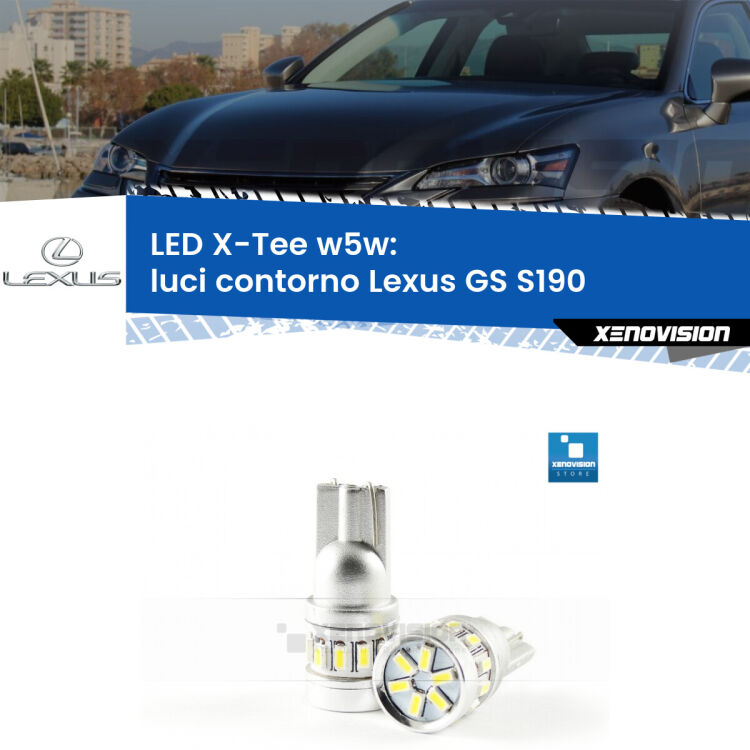 <strong>LED luci contorno per Lexus GS</strong> S190 2005 - 2011. Lampade <strong>W5W</strong> modello X-Tee Xenovision top di gamma.