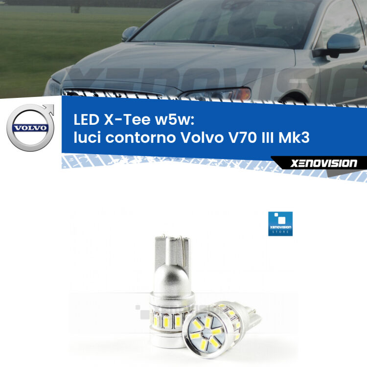 <strong>LED luci contorno per Volvo V70 III</strong> Mk3 2008 - 2016. Lampade <strong>W5W</strong> modello X-Tee Xenovision top di gamma.