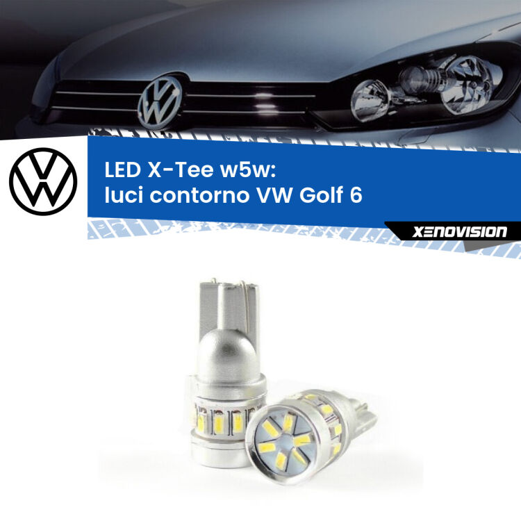 0 Luci Contorno LED per VW Golf 6 2008 - 2011: W5W X-Tee <strong>LED luci contorno per VW Golf 6</strong> 2008 - 2011. Lampade <strong>W5W</strong> modello X-Tee Xenovision top di gamma.