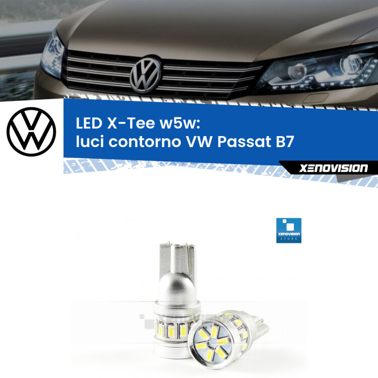 <strong>LED luci contorno per VW Passat</strong> B7 2010 - 2014. Lampade <strong>W5W</strong> modello X-Tee Xenovision top di gamma.
