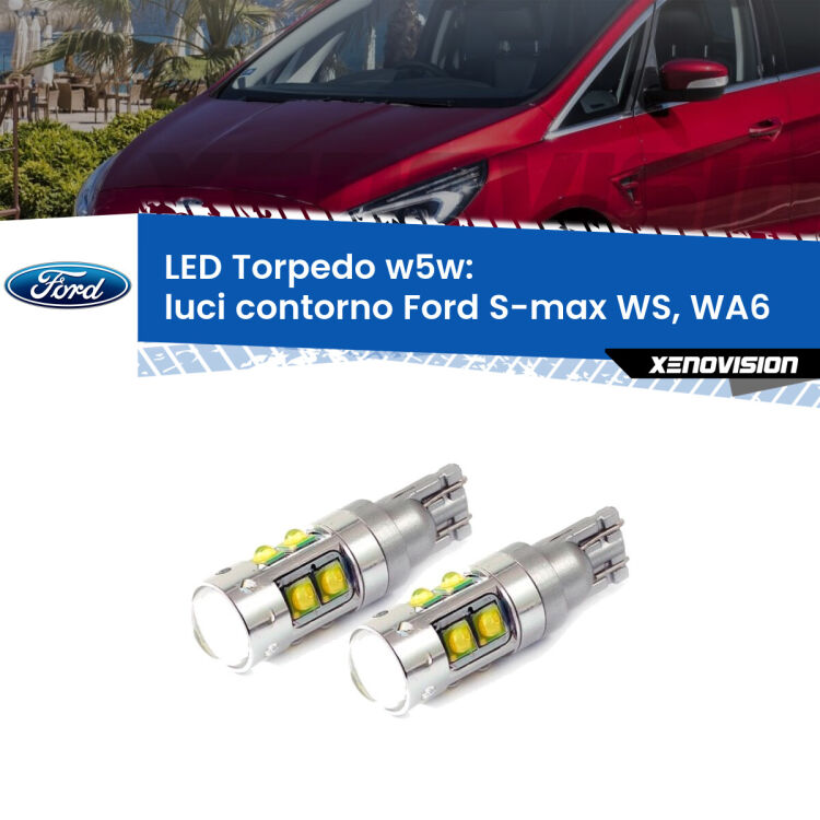 0 Luci Contorno LED W5W Ford S-max WS, WA6 2006 - 2014 W5W Tube <strong>Luci Contorno LED 6000k per Ford S-max</strong> WS, WA6 2006 - 2014. Lampadine <strong>W5W</strong> canbus modello Tube, luce bianco lunare, lunga durata e compatibilità.