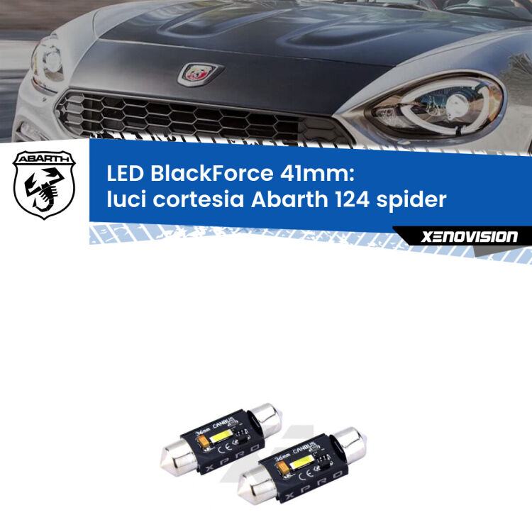 <strong>LED luci cortesia 41mm per Abarth 124 spider</strong>  2016 - 2019. Coppia lampadine <strong>C5W</strong>modello BlackForce Xenovision.