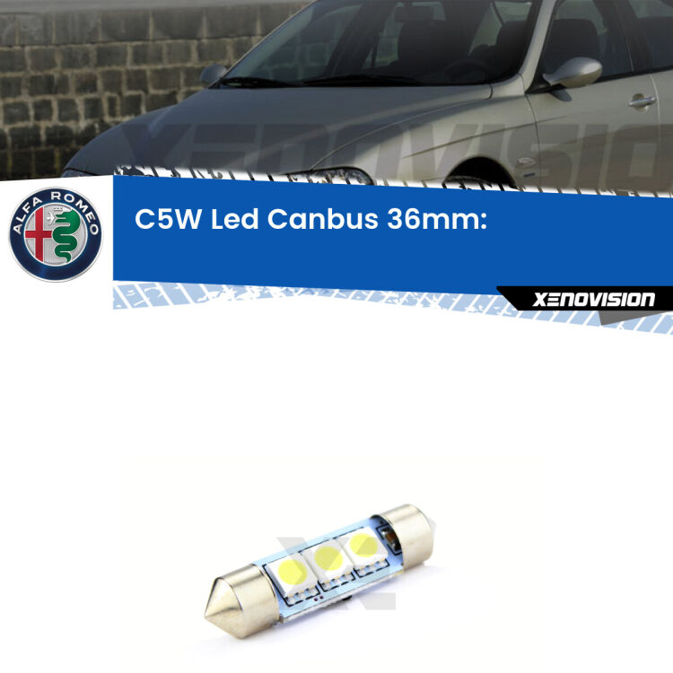 0 36MM C5W: luci cortesia LED Alfa romeo 156 (932) 1997-2005 Intramontabile classico. Dal 2011 continua a distinguersi per l'eccezionale durata e versatilità. LED 36mm perfetto per Luci Cortesia LED Alfa romeo 156 (932) 1997 - 2005<br />.