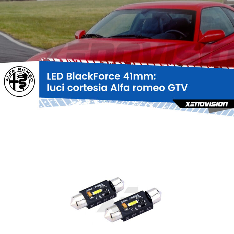 <strong>LED luci cortesia 41mm per Alfa romeo GTV</strong>  1995 - 2005. Coppia lampadine <strong>C5W</strong>modello BlackForce Xenovision.