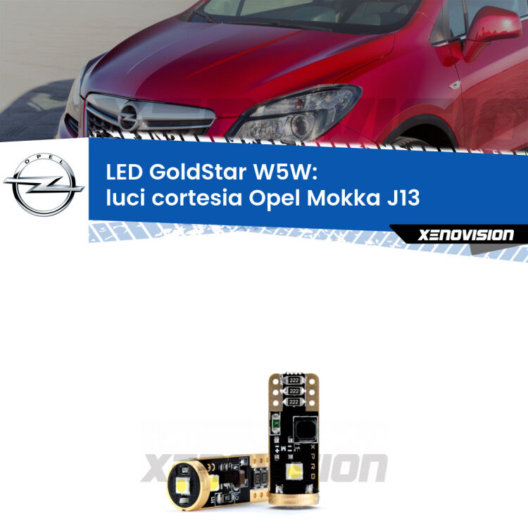 <strong>Luci Cortesia LED Opel Mokka</strong> J13 anteriori: ottima luminosità a 360 gradi. Si inseriscono ovunque. Canbus, Top Quality.
