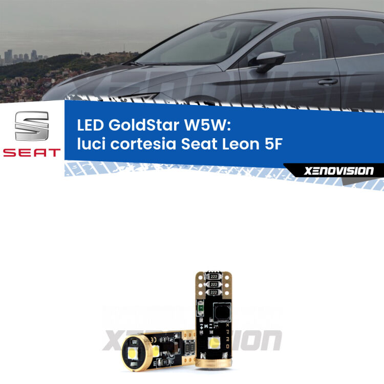 <strong>Luci Cortesia LED Seat Leon</strong> 5F anteriori: ottima luminosità a 360 gradi. Si inseriscono ovunque. Canbus, Top Quality.