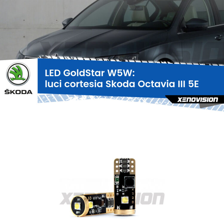 <strong>Luci Cortesia LED Skoda Octavia III</strong> 5E anteriori: ottima luminosità a 360 gradi. Si inseriscono ovunque. Canbus, Top Quality.