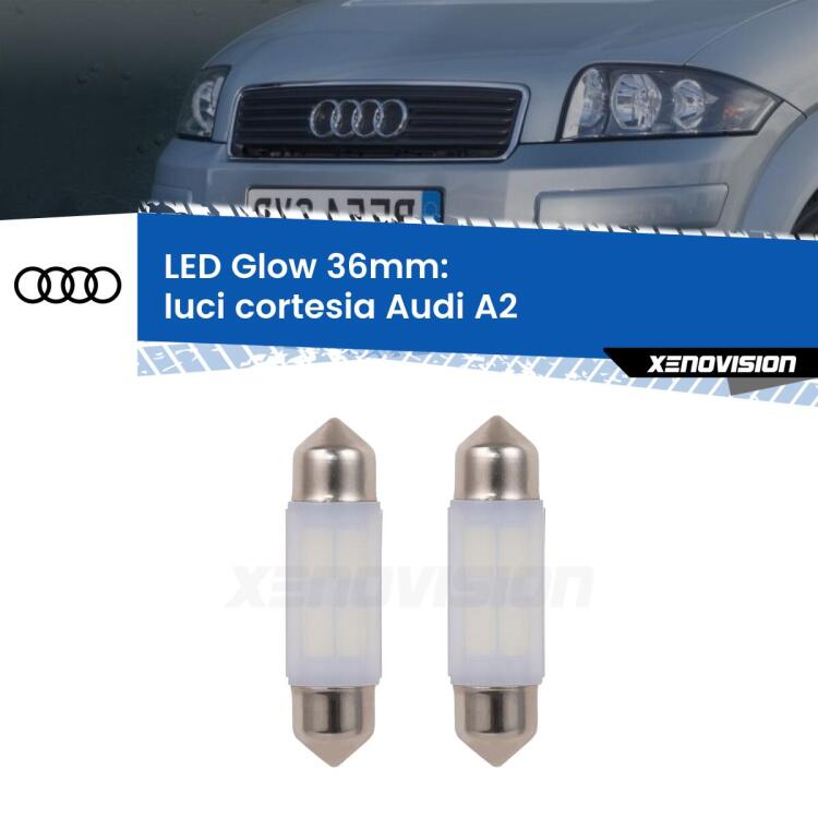 <strong>Luci Cortesia LED luce calda per Audi A2</strong>  anteriore. Coppia lampade <strong>C5W</strong> 36mm modello Glow di Xenovision.
