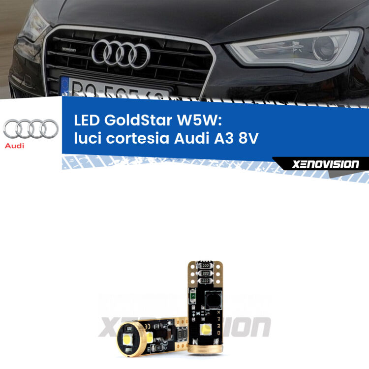 <strong>Luci Cortesia LED Audi A3</strong> 8V 2013 - 2020: ottima luminosità a 360 gradi. Si inseriscono ovunque. Canbus, Top Quality.