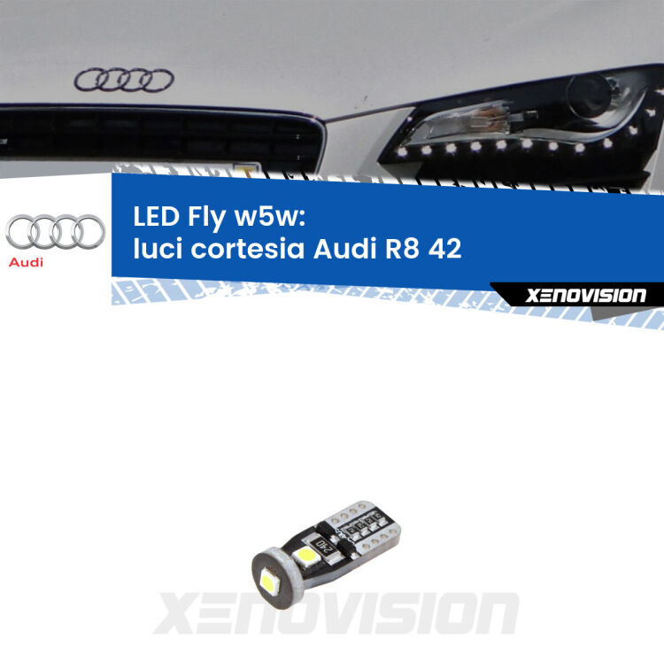 <strong>luci cortesia LED per Audi R8</strong> 42 2007 - 2015. Coppia lampadine <strong>w5w</strong> Canbus compatte modello Fly Xenovision.