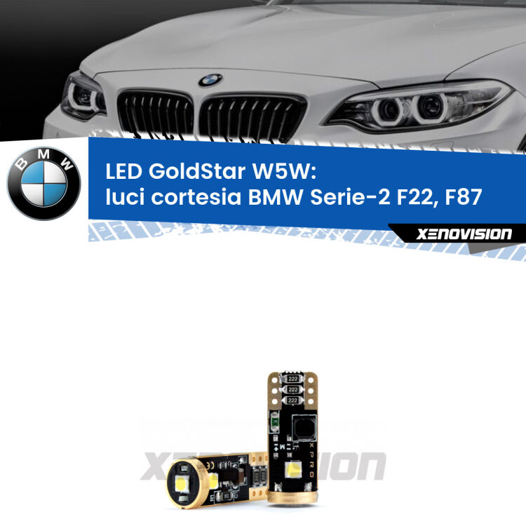<strong>Luci Cortesia LED BMW Serie-2</strong> F22, F87 2012 - 2015: ottima luminosità a 360 gradi. Si inseriscono ovunque. Canbus, Top Quality.