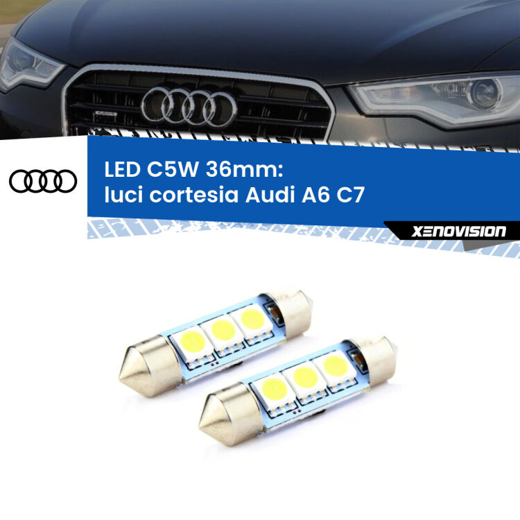 0 Luci Cortesia LED c5w 36mm Audi A6 C7 2010 - 2018 (Coppia) <strong>Luci Cortesia LED per Audi A6</strong> C7 2010 - 2018. Coppia lampade <strong>C5W</strong> 36mm estremamente longeve.