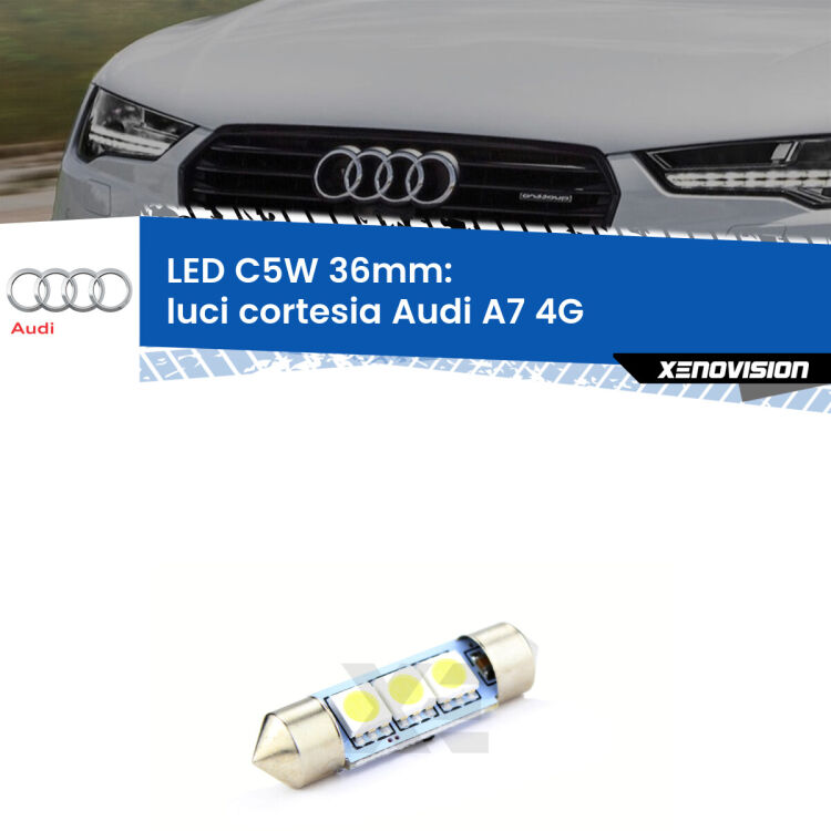 LED Luci Cortesia Audi A7 4G 2010 - 2018. Una lampadina led innesto C5W 36mm canbus estremamente longeva.