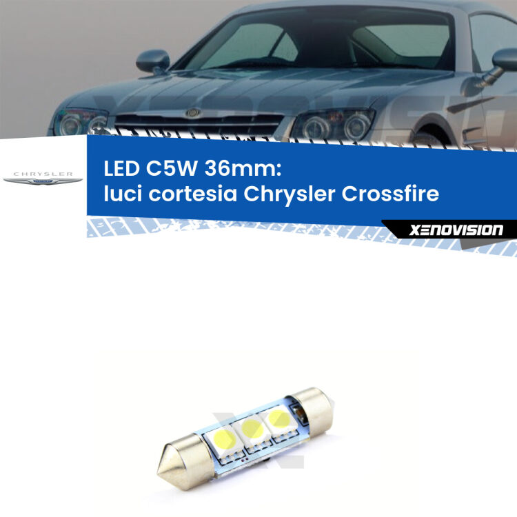 LED Luci Cortesia Chrysler Crossfire  2003 - 2007. Una lampadina led innesto C5W 36mm canbus estremamente longeva.