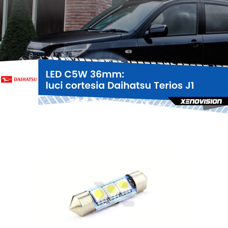 LED Luci Cortesia Daihatsu Terios J1 posteriori. Una lampadina led innesto C5W 36mm canbus estremamente longeva.